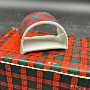 Arita Tartan Plaid Christmas Napkin Rings Set‎ 4 Of  W/ Box Red Green Holiday